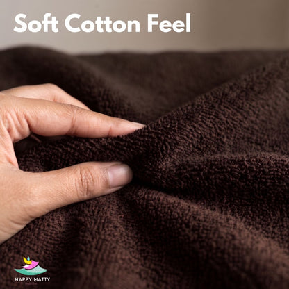 Soft terry cotton fabric on Happy Matty Dark Brown Waterproof Mattress Protector