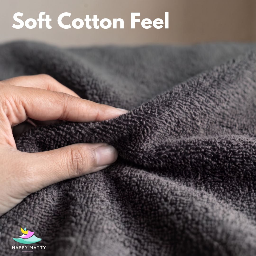 Close-up of soft terry cotton fabric on Happy Matty Grey Waterproof Mattress Protector