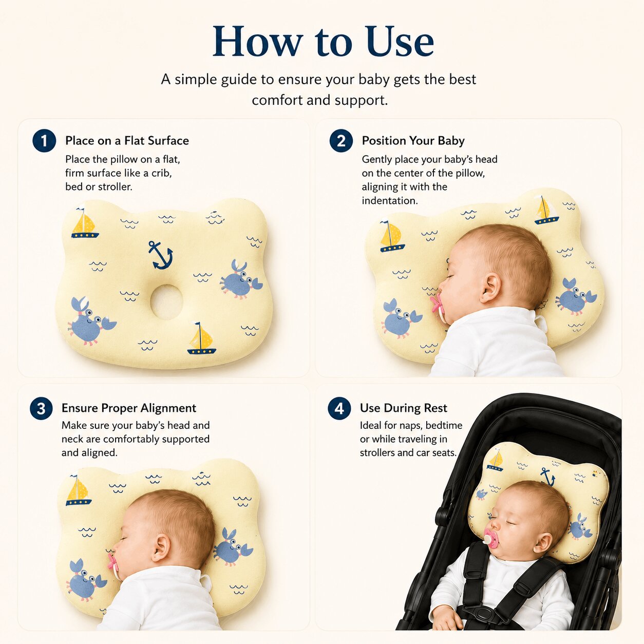 Nautical Print Cloud Head Pillow
