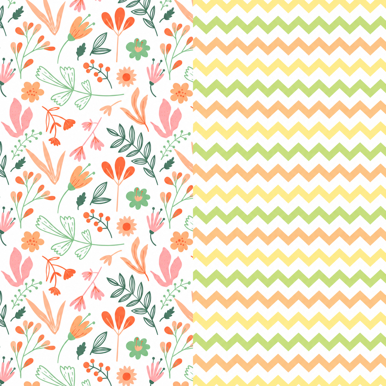 Leaves & Zig-Zag Print Premium Matty Combo