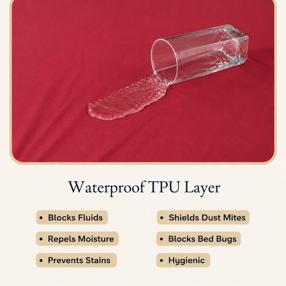 Lycra Maroon Mattress Protector
