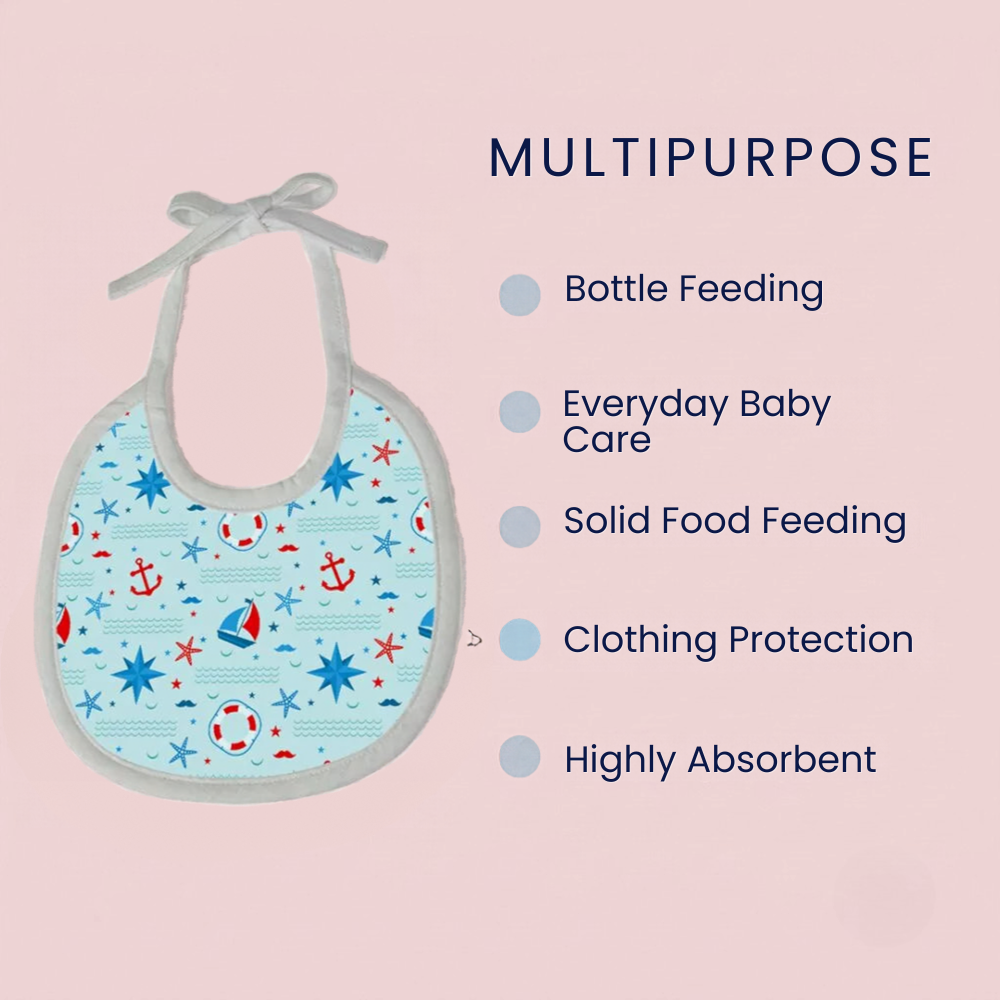 Happy Matty Nautical Print  Bib & Burp Sheet Medium
