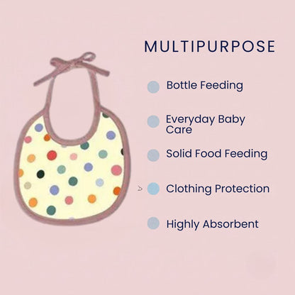 Polka Dot, Watermelon & Cat Print Baby Bibs Medium (Pack of 3)