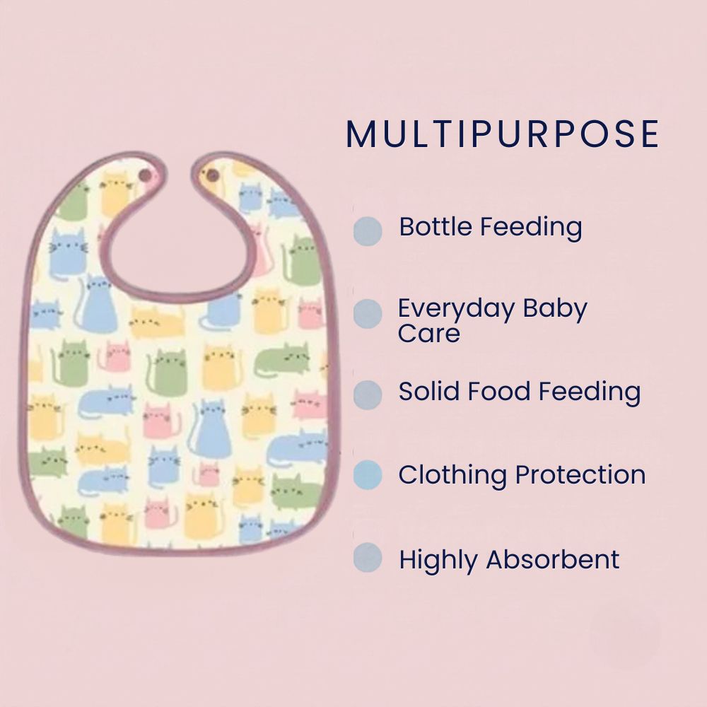 Happy Matty Cat Print Bib & Burp Sheet Large