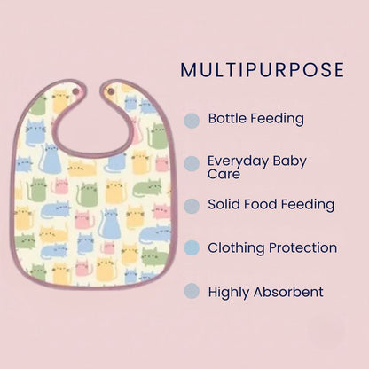 Happy Matty Cat Print Bib & Burp Sheet Large