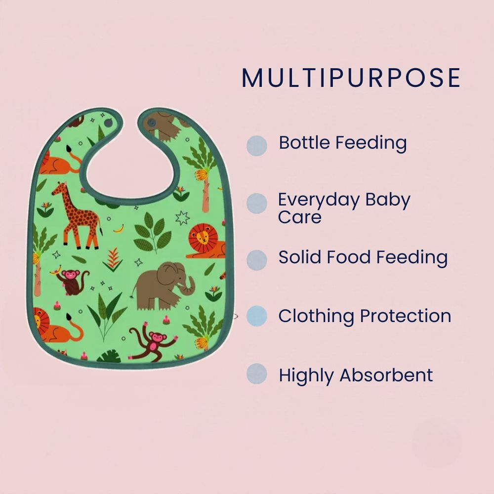 Happy Matty Jungle Print  Bib & Burp Sheet Large