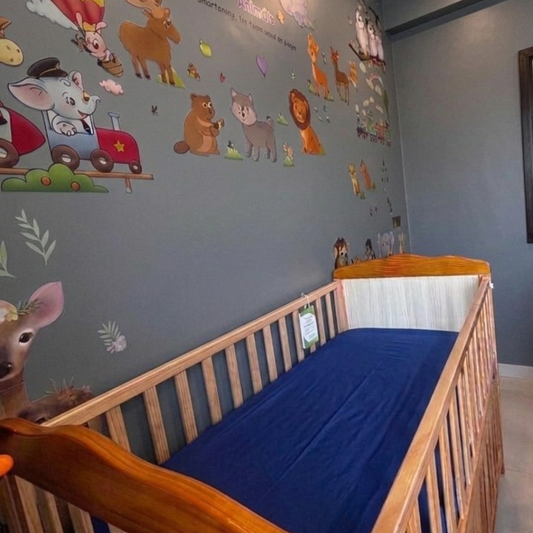 Waterproof Blue Crib Mattress Protector Sheet