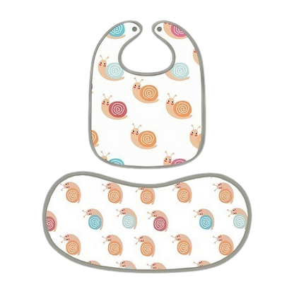 Happy Matty Snail Print Burp & Bib Sheet Small
