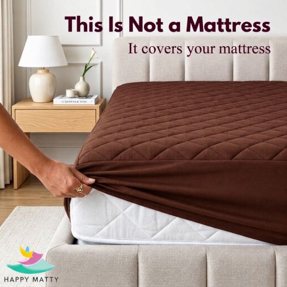 Waterproof Quilted Mattress Protector (Brown)