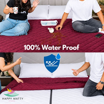 Waterproof Quilted Mattress Protector (Maroon)