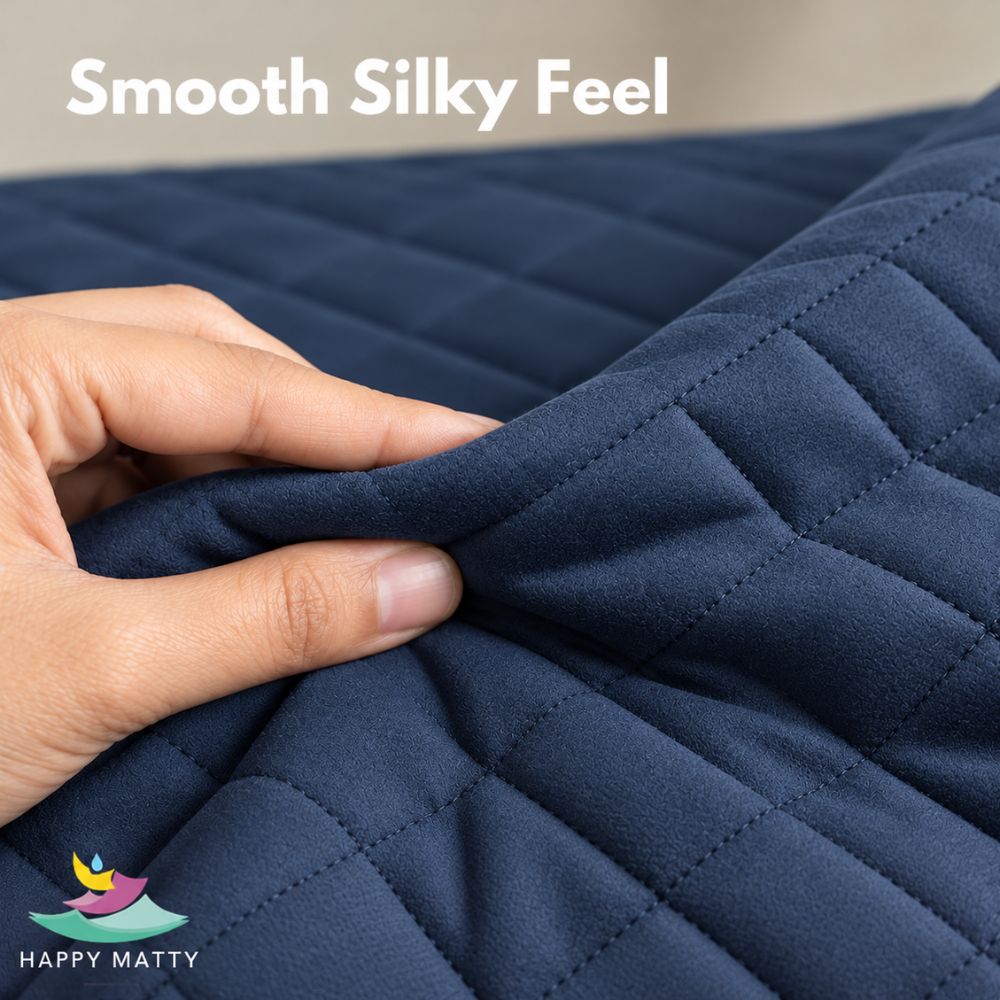 Waterproof Quilted Mattress Protector (Navy Blue)