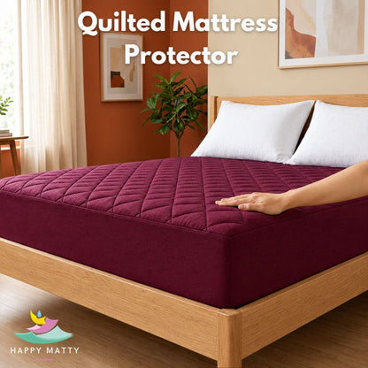 Waterproof Quilted Mattress Protector (Maroon)