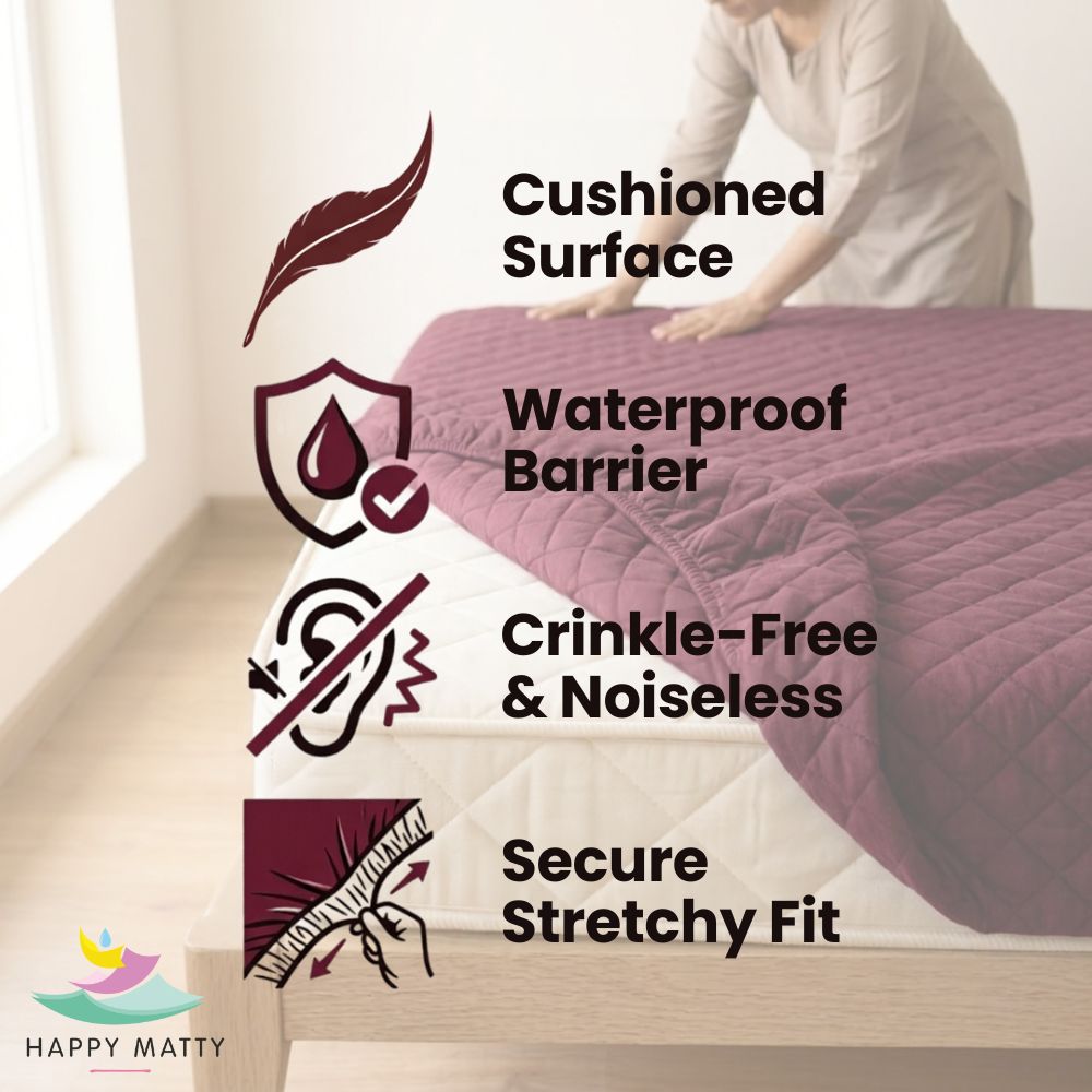 Waterproof Quilted Mattress Protector (Maroon)