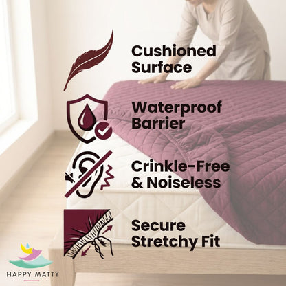Waterproof Quilted Mattress Protector (Maroon)