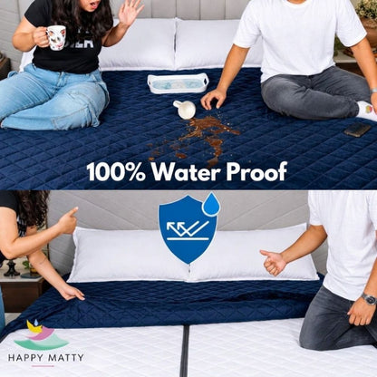 Waterproof Quilted Mattress Protector (Navy Blue)