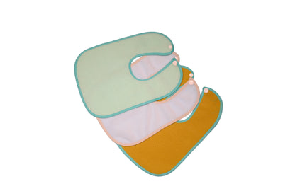 Light Green + Violet + Beige - Absorbent Bibs (Pack of 3)