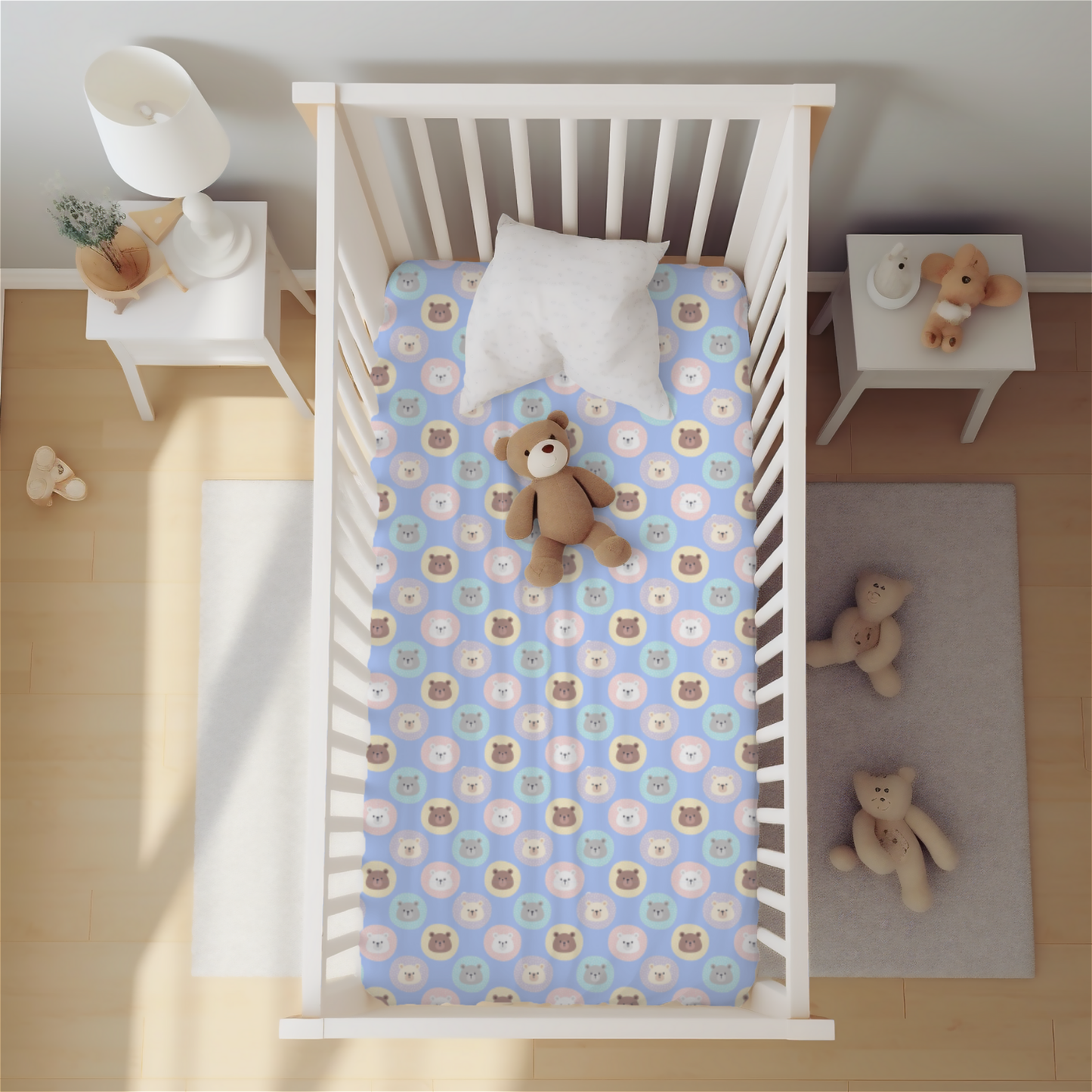 Baby Crib & Teddy print Baby Crib Sheet