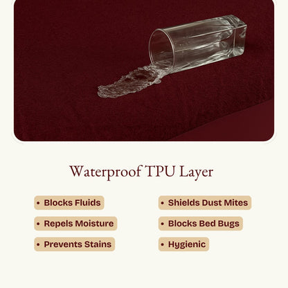 Terry Elastic Maroon Mattress Protector