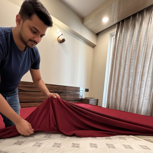 Terry Maroon Mattress Protector