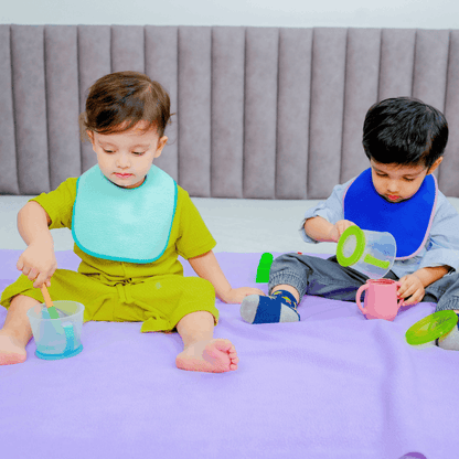 Sea Blue + Firoza + Deep Sea Blue - Absorbent Bibs (Pack of 3) | Large