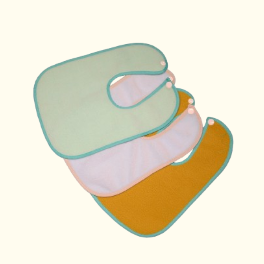 Light Green + Violet + Beige - Absorbent Bibs (Pack of 3)
