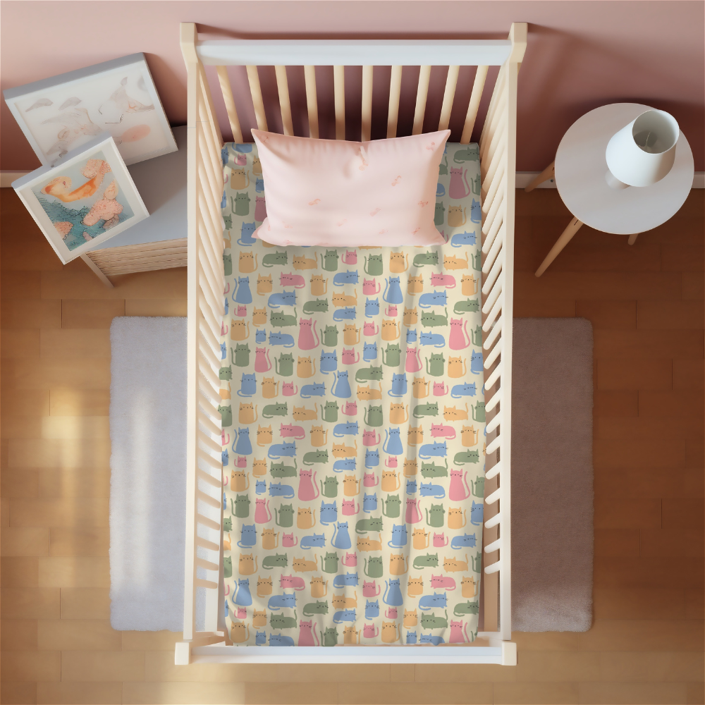 Cat Print Crib Sheet