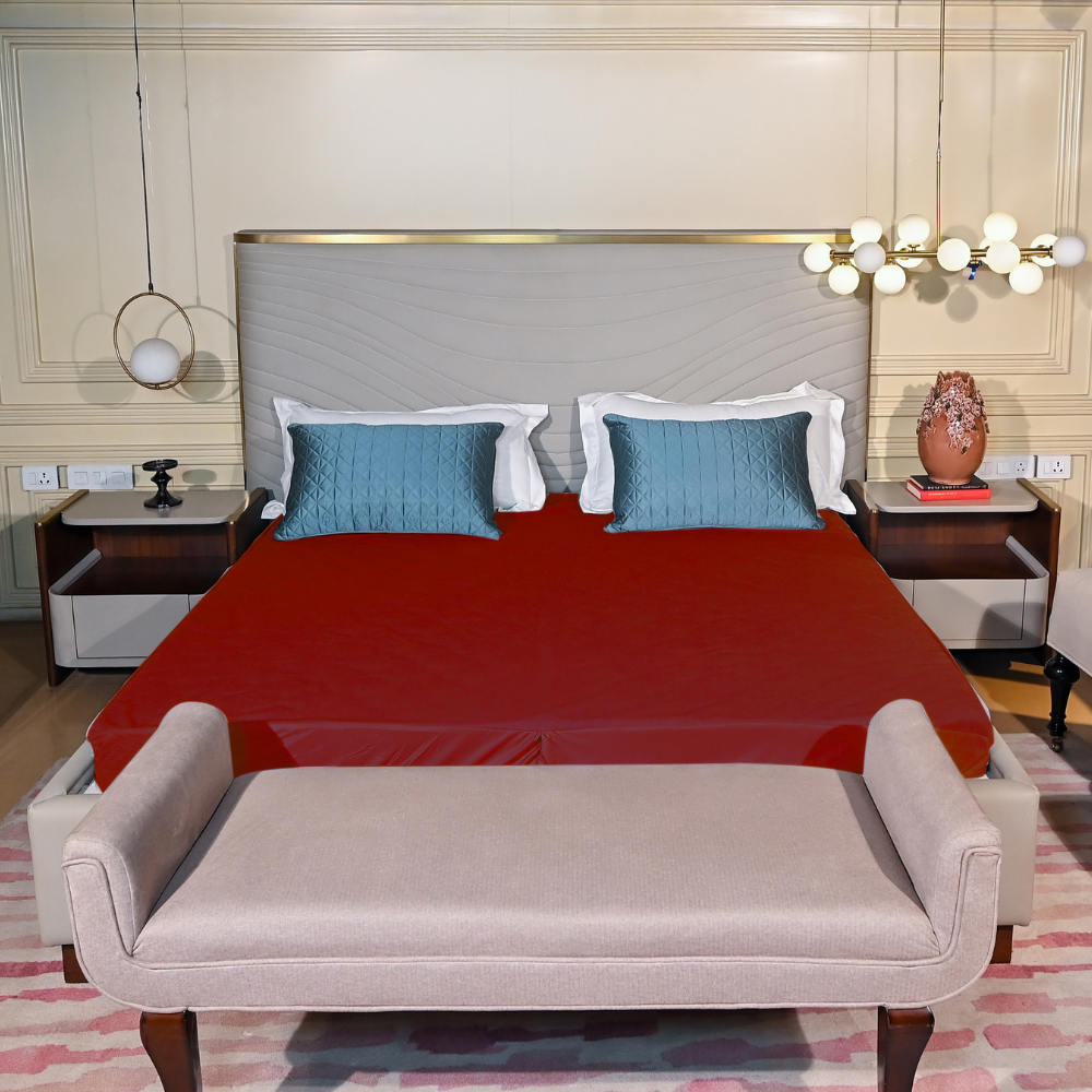 Lycra Maroon Waterproof Mattress Protector