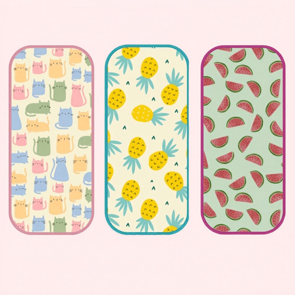 Watermelon, Pineapple & Cat Print Burp Sheets Medium (Pack of 3)