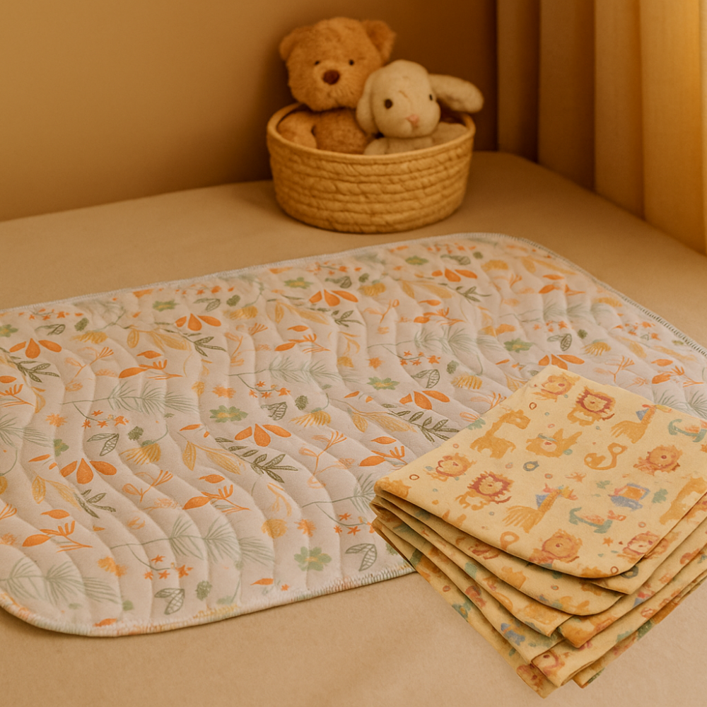 Leaves Print Premium Matty & Animal Crib Sheet Combo
