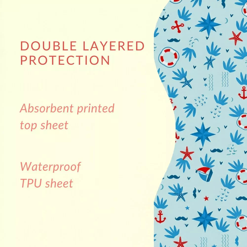 Happy Matty Nautical Print  Bib & Burp Sheet Medium
