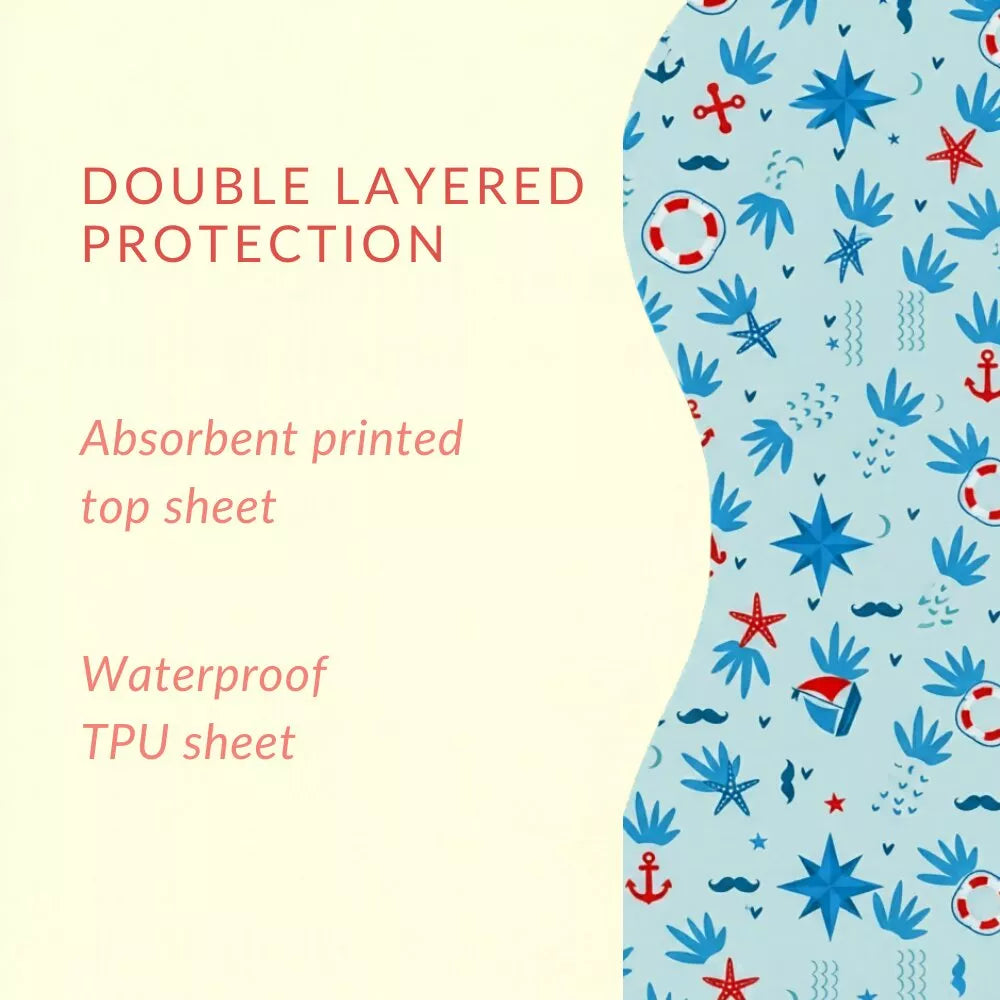 Happy Matty Nautical Print  Bib & Burp Sheet Large