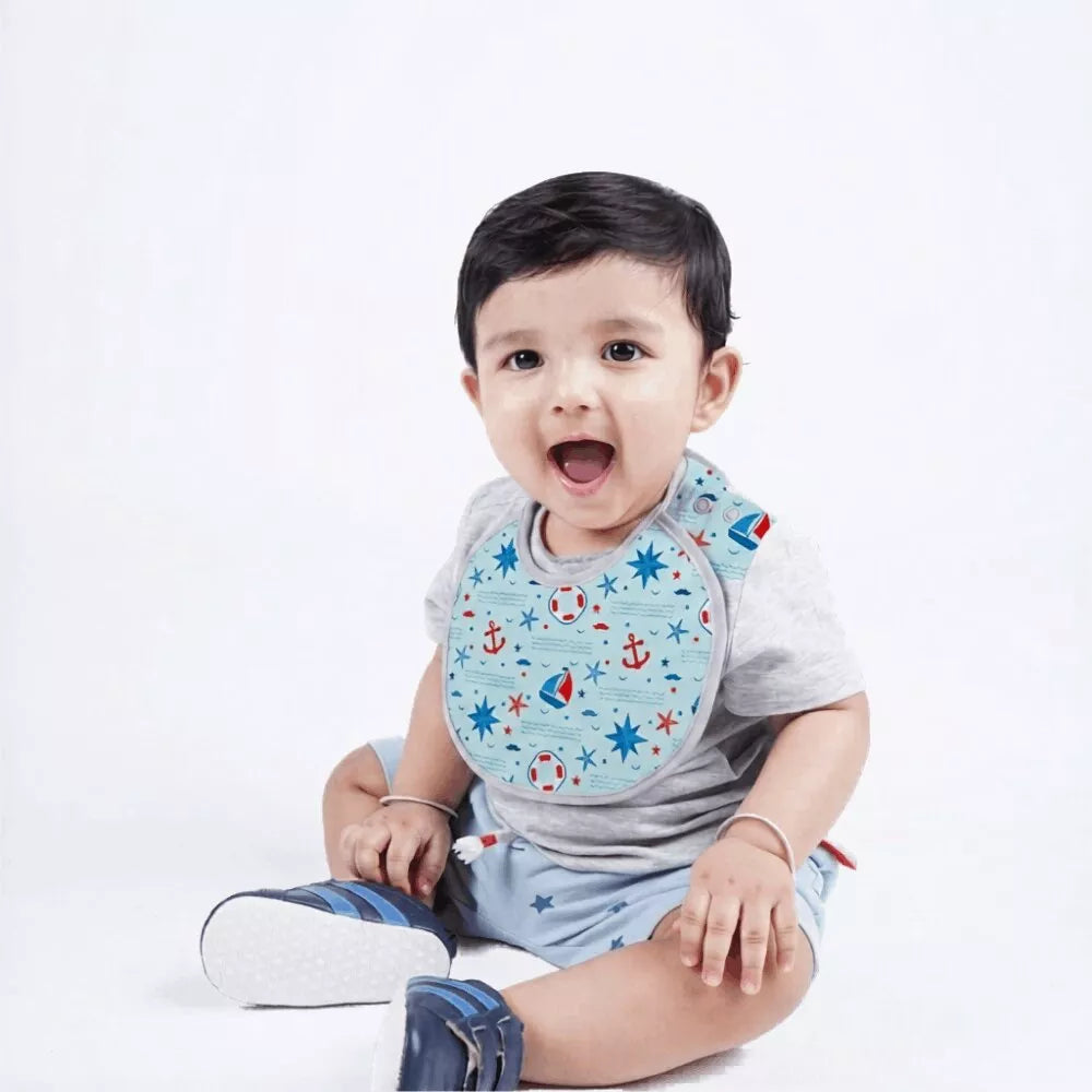 Happy Matty Nautical Print  Bib & Burp Sheet Medium