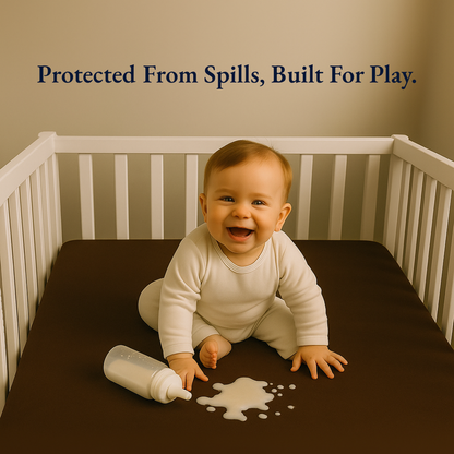 Waterproof Dark Brown Crib Mattress Protector Sheet