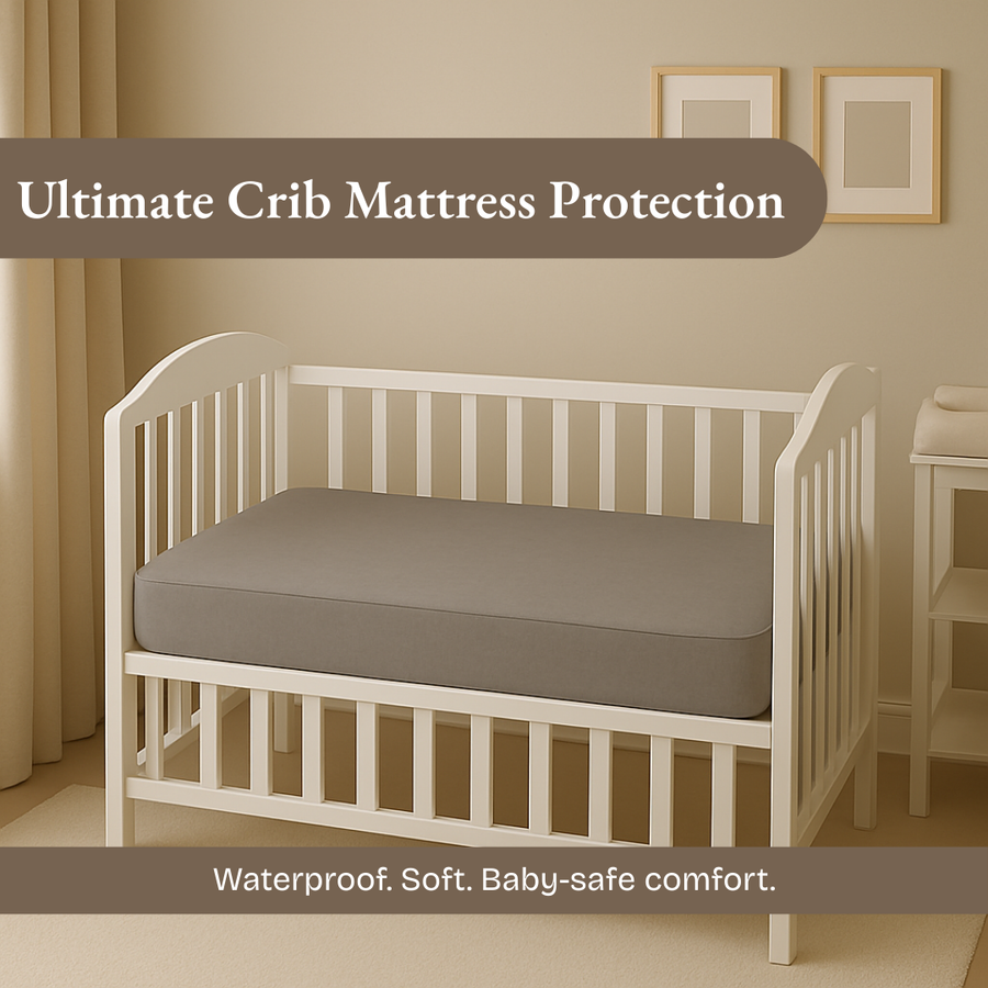 Waterproof Grey Crib Mattress Protector Sheet