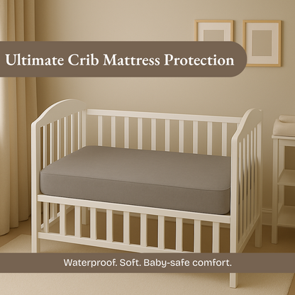 Waterproof Grey Crib Mattress Protector Sheet