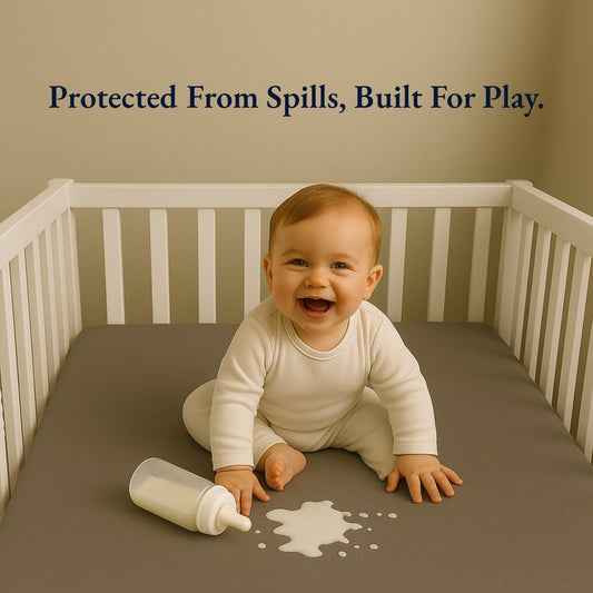 Waterproof Grey Crib Mattress Protector Sheet
