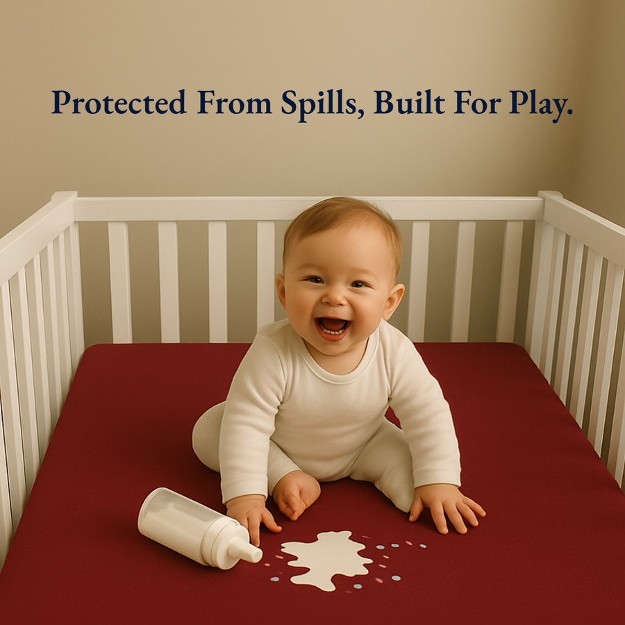 Waterproof Maroon Crib Mattress Protector Sheet