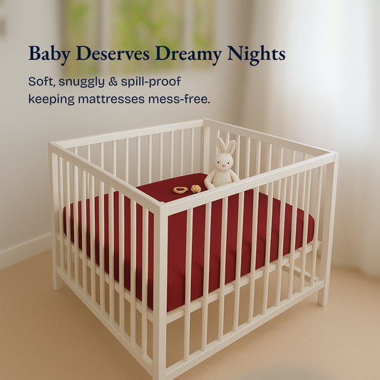 Waterproof Maroon Crib Mattress Protector Sheet