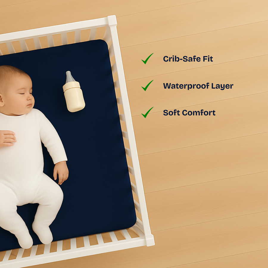 Waterproof Blue Crib Mattress Protector Sheet