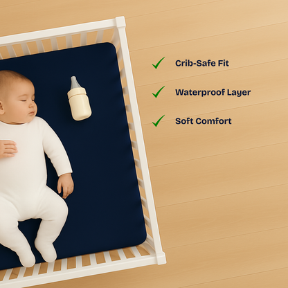 Waterproof Blue Crib Mattress Protector Sheet