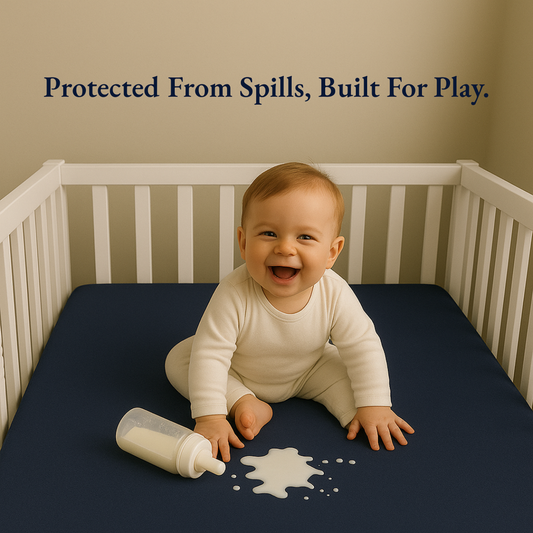 Waterproof Blue Crib Mattress Protector Sheet