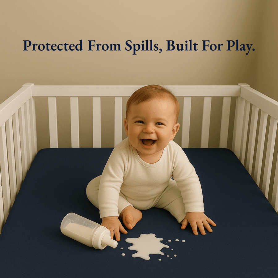 Waterproof Blue Crib Mattress Protector Sheet