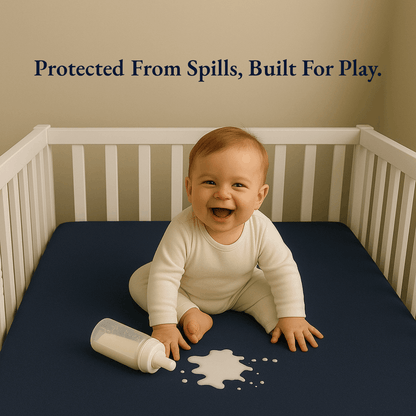 Waterproof Blue Crib Mattress Protector Sheet