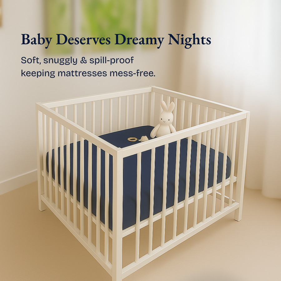 Waterproof Blue Crib Mattress Protector Sheet