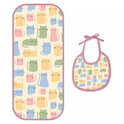 Happy Matty Cat Print Bib & Burp Sheet Medium
