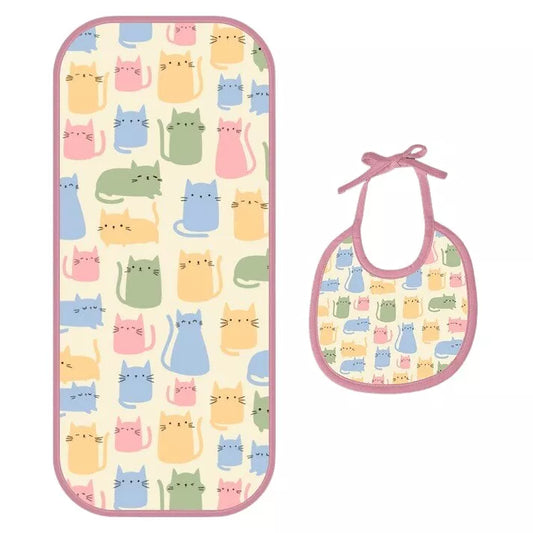 Happy Matty Cat Print Bib & Burp Sheet Medium